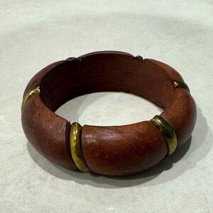 Wooden bangle with gold accents